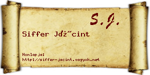 Siffer Jácint névjegykártya